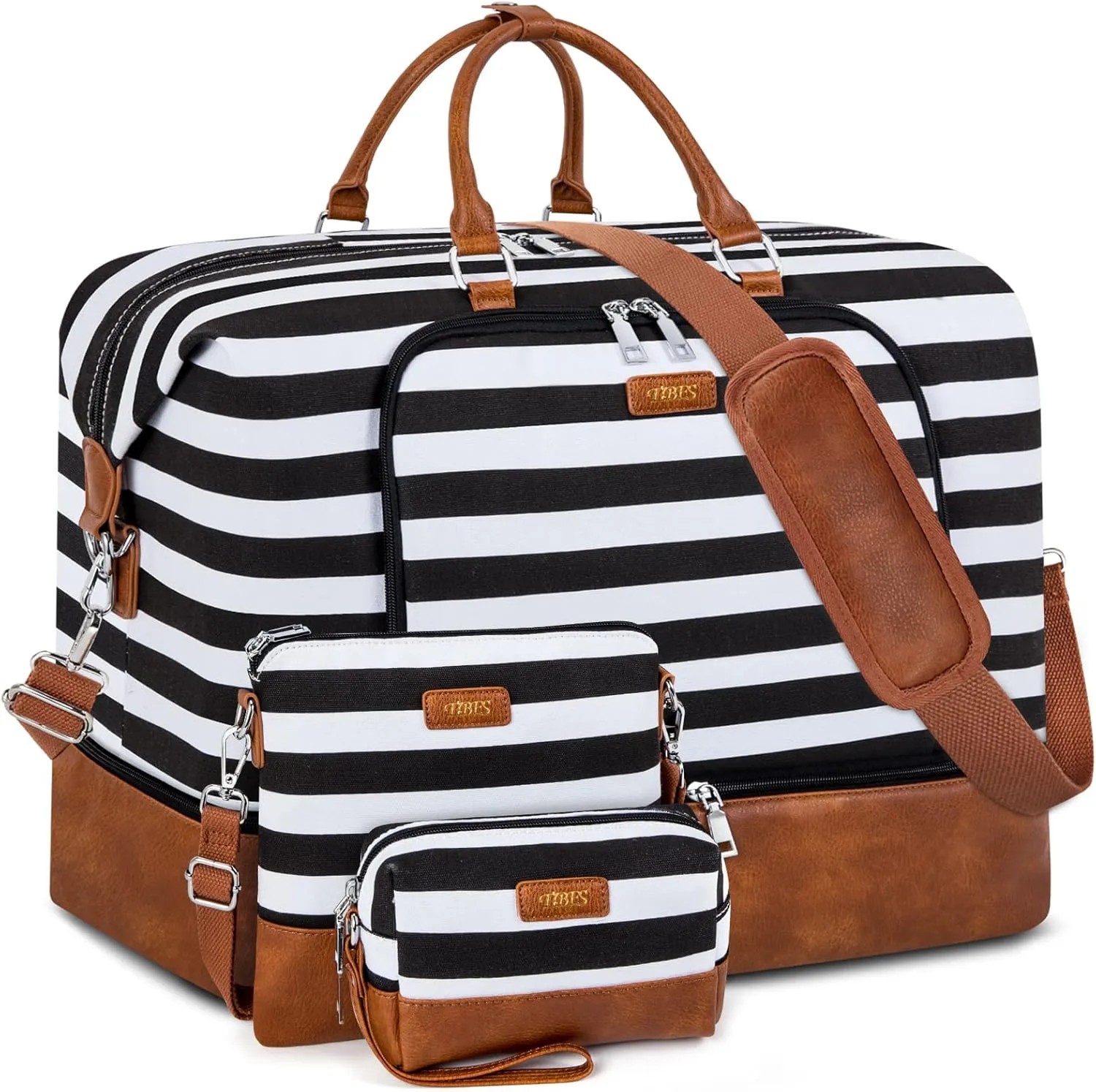 Travel Weekender Bag for Women, Overnight Bag with Shoe Compartment, Oversized Travel Duffel Bag Carry On Tote with Trolley Sleeve 21" for Weekend Travel Business Trip