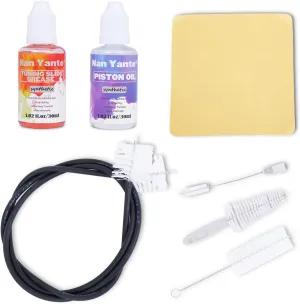 Trumpet Cleaning Kit clean your Trumpet: contains Valve Oil, Tuning Slide Grease, Cleaning Cloth, Valve/Mouthpiece/Flexible brush, etc. -essential for professionals/students/enthusiasts