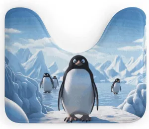U-Shaped Bathroom Toilet Rug Super Absorbent Toilet Rug Non-Slip Quick Dry Penguin Antarctica Ice U Shape Bathroom Rugs Waterproof Bath Room Floor Mat, Ultra-Thin Easy Clean Bath Rugs 16x20 Inch