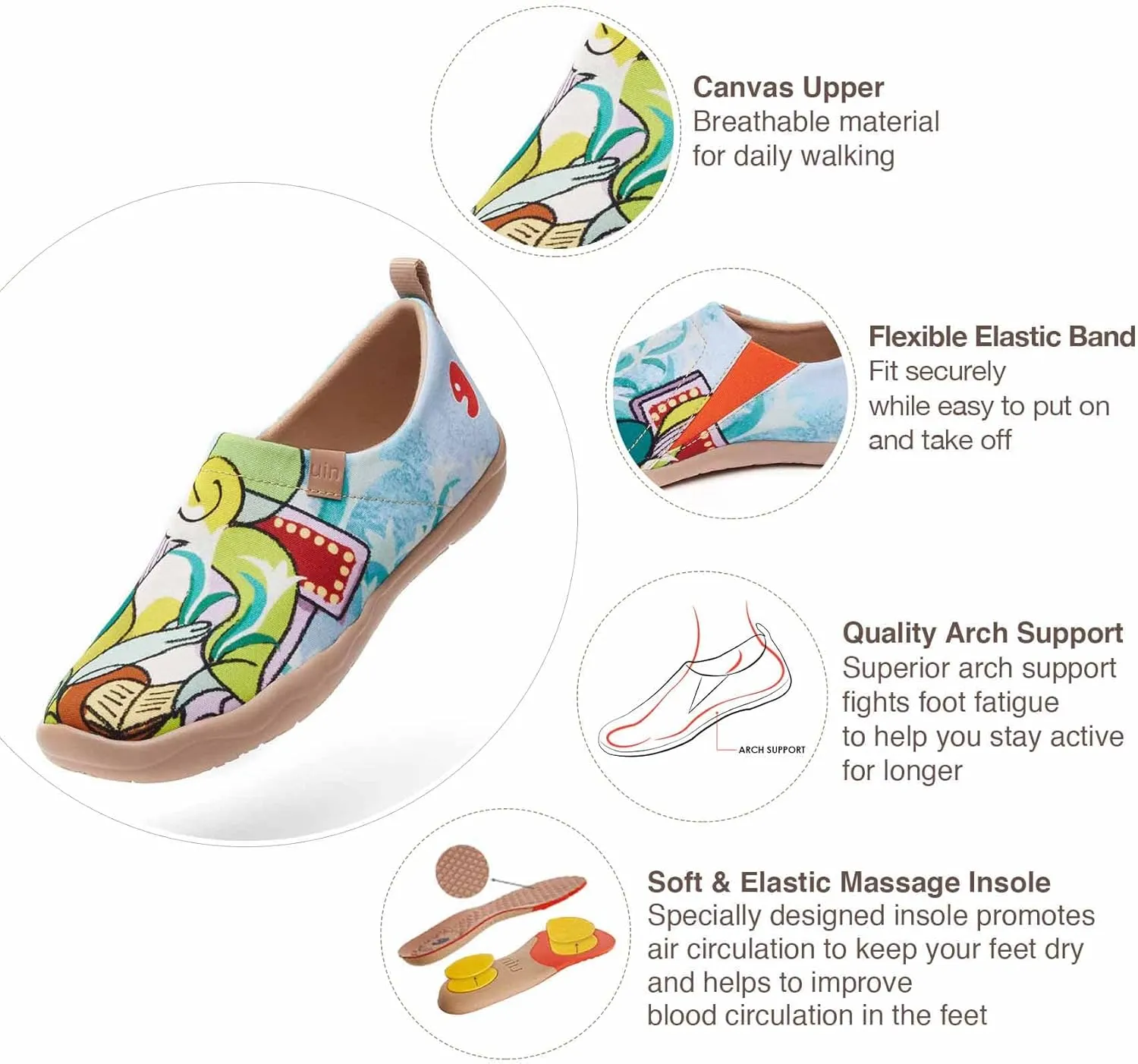 UIN Women's Art Travel Shoes Slip On Casual Cozy Loafers Lightweight Comfort Fashion Sneaker Toledo Ⅰ