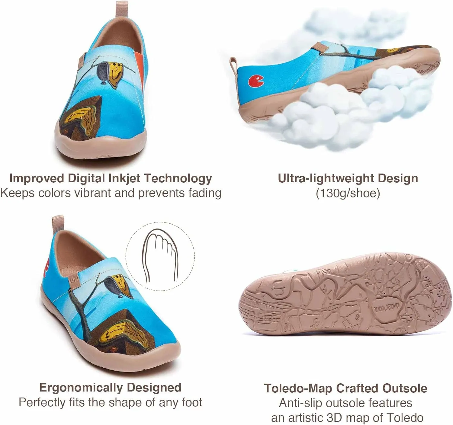 UIN Women's Art Travel Shoes Slip On Casual Cozy Loafers Lightweight Comfort Fashion Sneaker Toledo Ⅰ