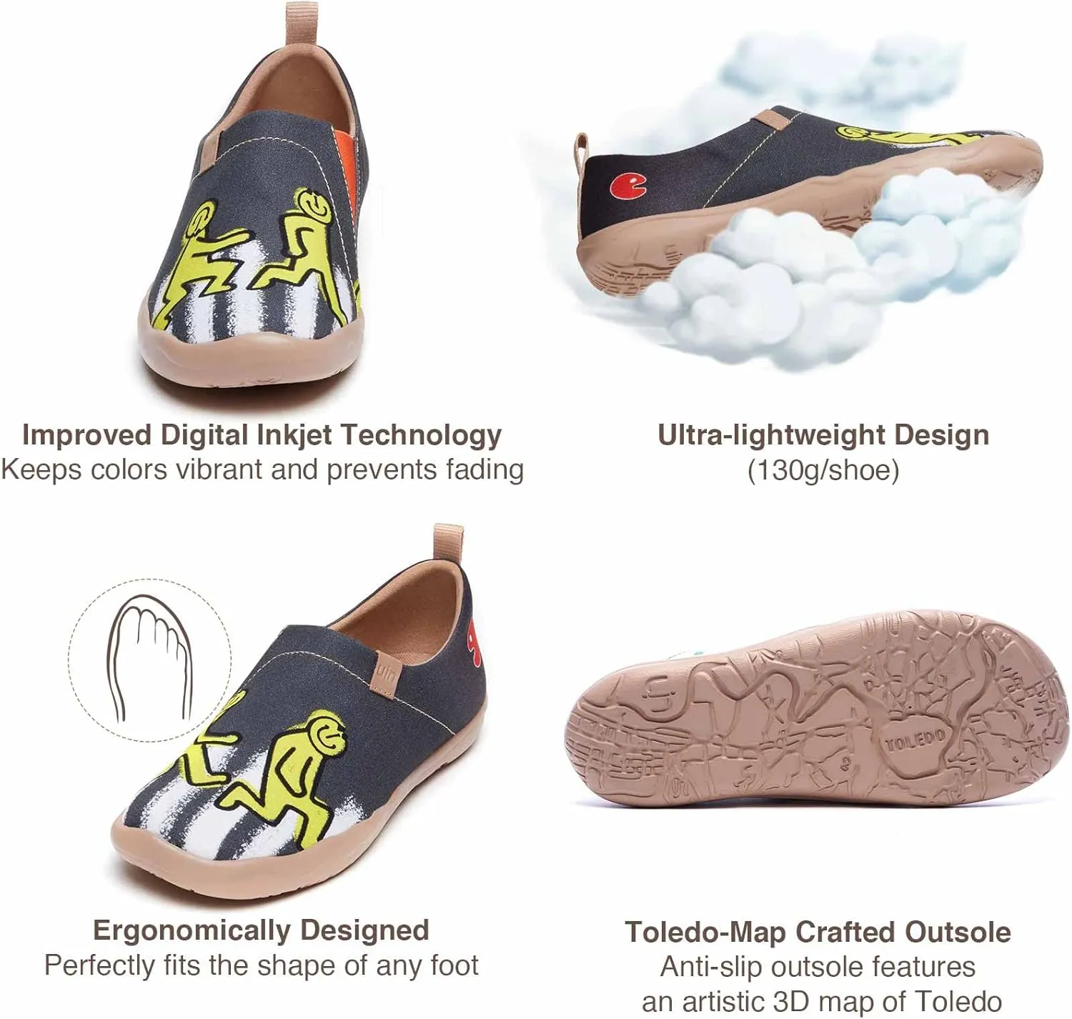UIN Women's Art Travel Shoes Slip On Casual Cozy Loafers Lightweight Comfort Fashion Sneaker Toledo Ⅰ