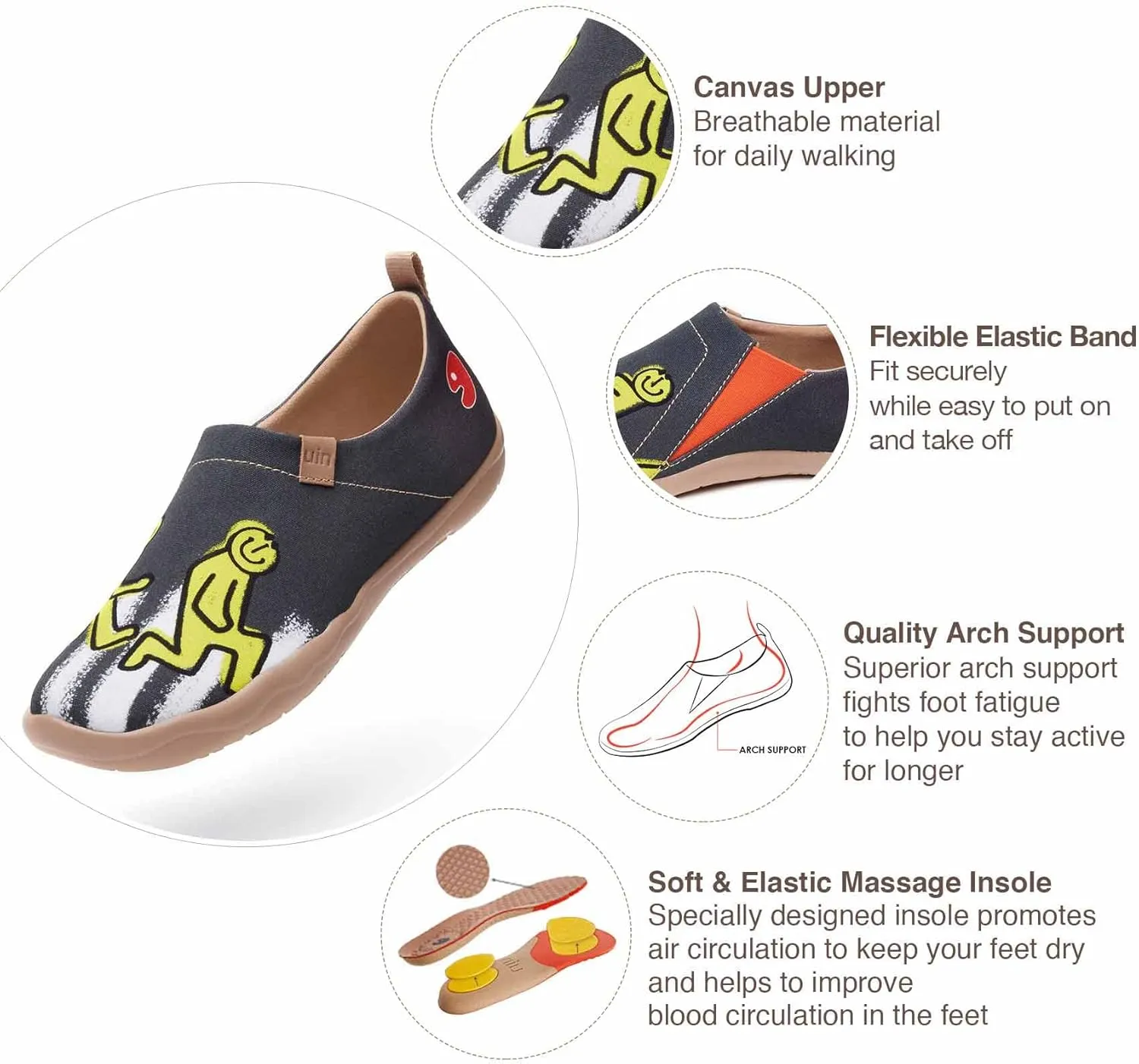UIN Women's Art Travel Shoes Slip On Casual Cozy Loafers Lightweight Comfort Fashion Sneaker Toledo Ⅰ