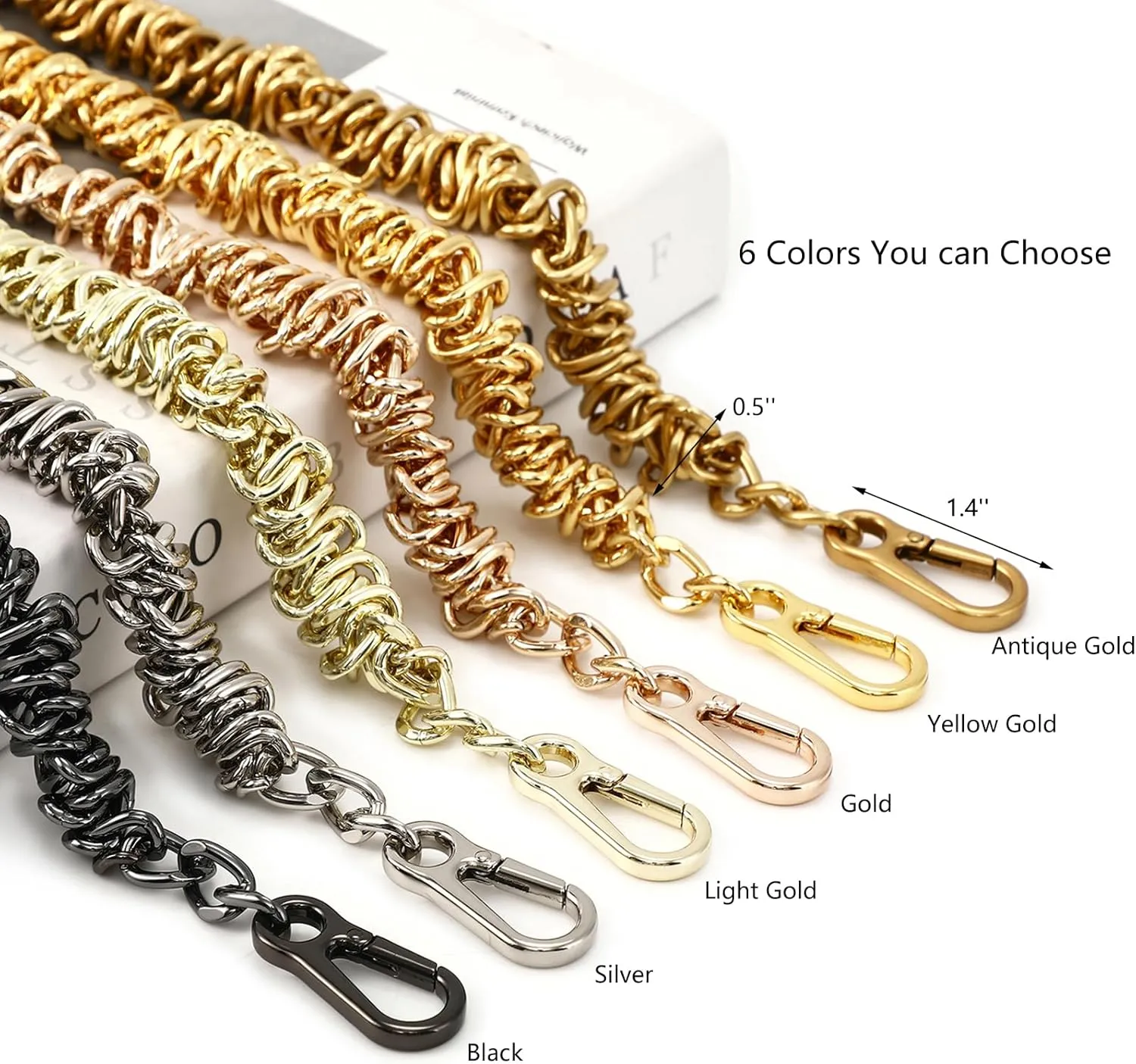 Unique Metal Bag Chains Purse Handles Shoulder Strap Replacement Accessories Charms for Handbags(Antique Gold 16 Inch)