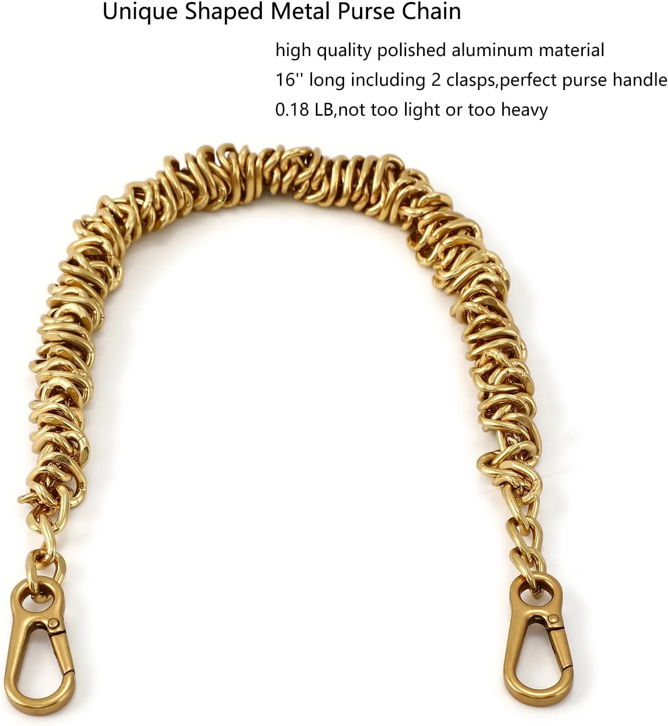 Unique Metal Bag Chains Purse Handles Shoulder Strap Replacement Accessories Charms for Handbags(Antique Gold 16 Inch)