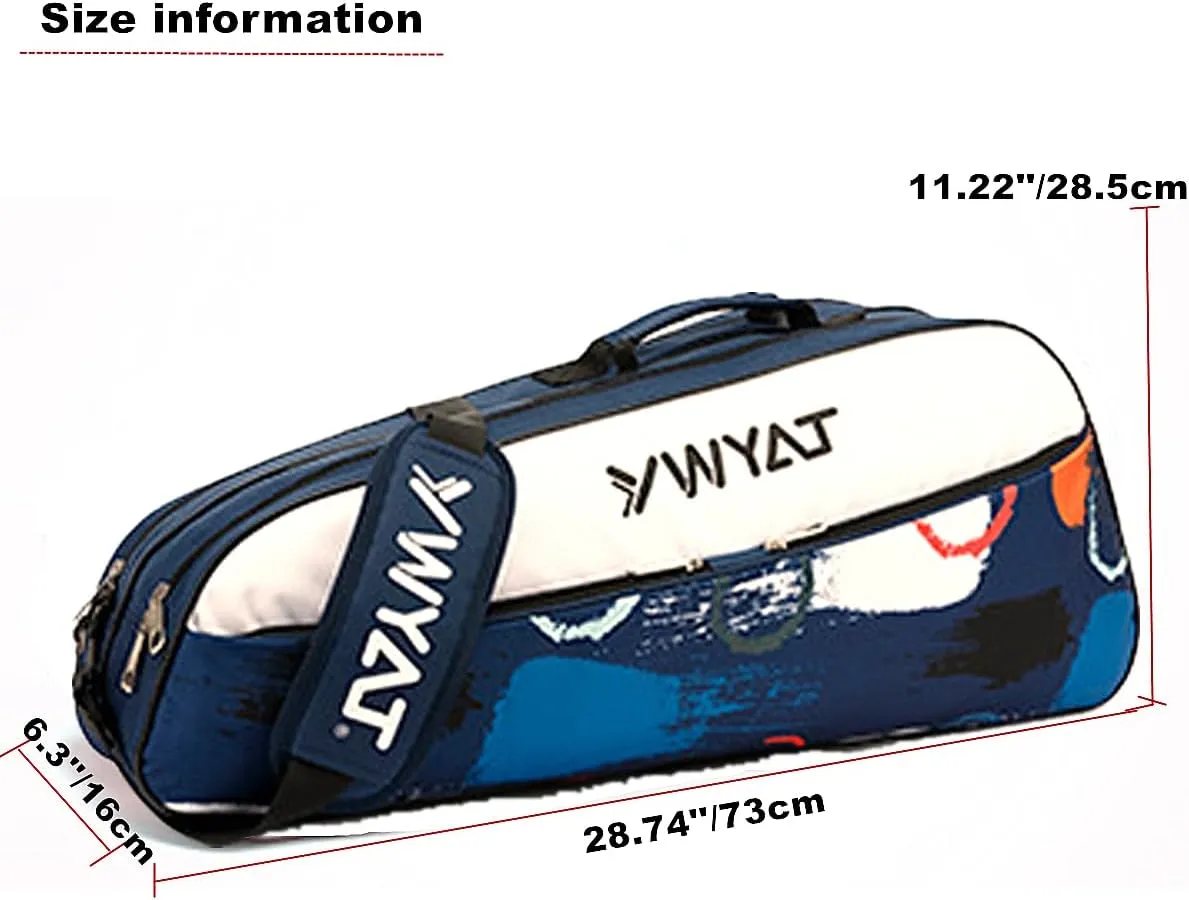 UNISTRENGH 3 Racket Tennis Bag Attached Adjustable Detachable Shoulder Strap, Unisex Super Roomy Lightweight Waterproof Racquet Bag for Tennis, Badminton