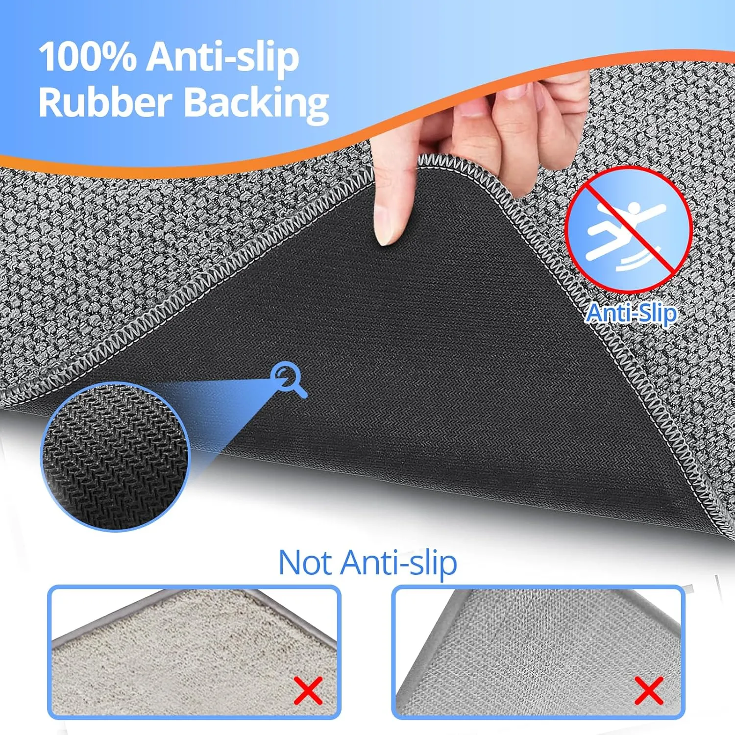 Upgraded Thin Bathroom Rugs, Bath Mat Super Absorbent, Bath Rugs Rubber Backing Non-Slip, Quick Dry Machine Washable, Cozy Cloth Bathroom Mat fit Under Door/Sink/ Bathtub/Floor/Shower 24''x36''-Gray