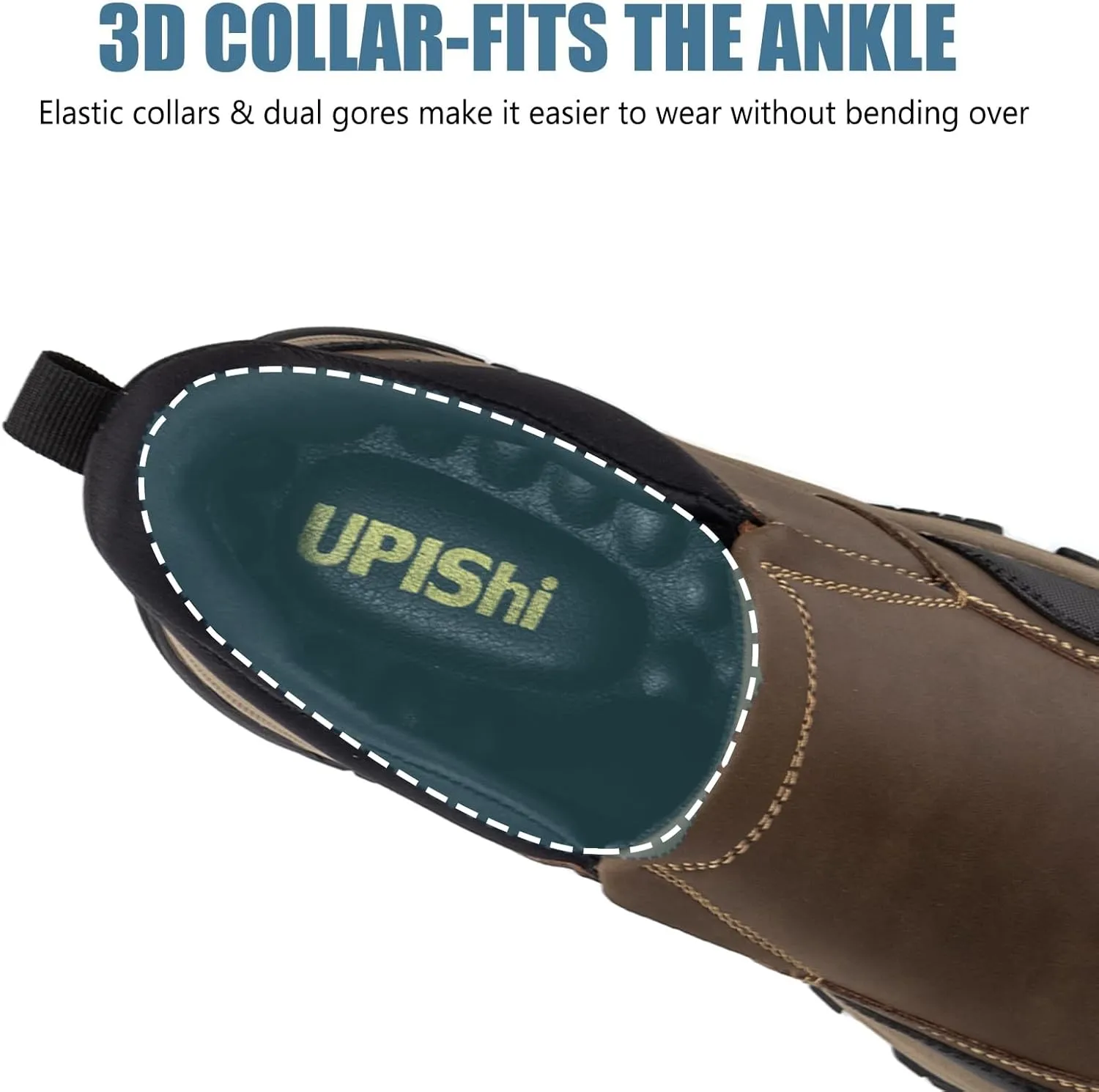 UPIShi Men's Slip On Hands Free Waterproof Work Loafers Leather Walking Slip-Ins Casual Outdoor Office Business Cushioning Shoes