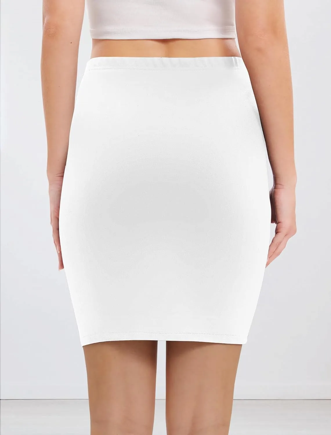 Urban CoCo Women's Basic Mini Pencil Skirt Slit High Waist Bodycon Stretch Short Wrap Skirt