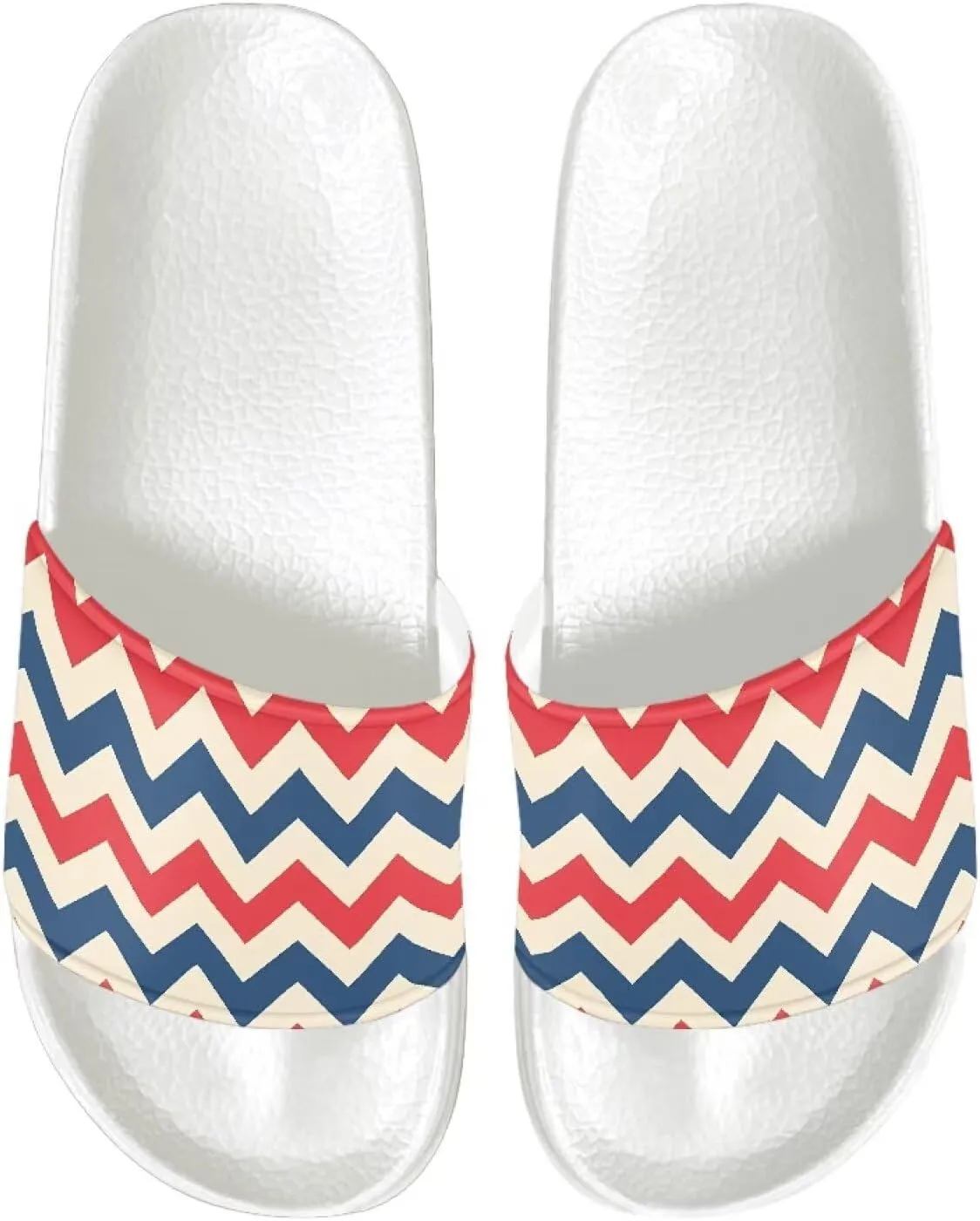 USA Flag Women's Open Toe Spa Pool Pillow Slippers Thick Sole Cushioned Adults Sandals Size 6-13.5