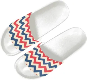 USA Flag Women's Open Toe Spa Pool Pillow Slippers Thick Sole Cushioned Adults Sandals Size 6-13.5