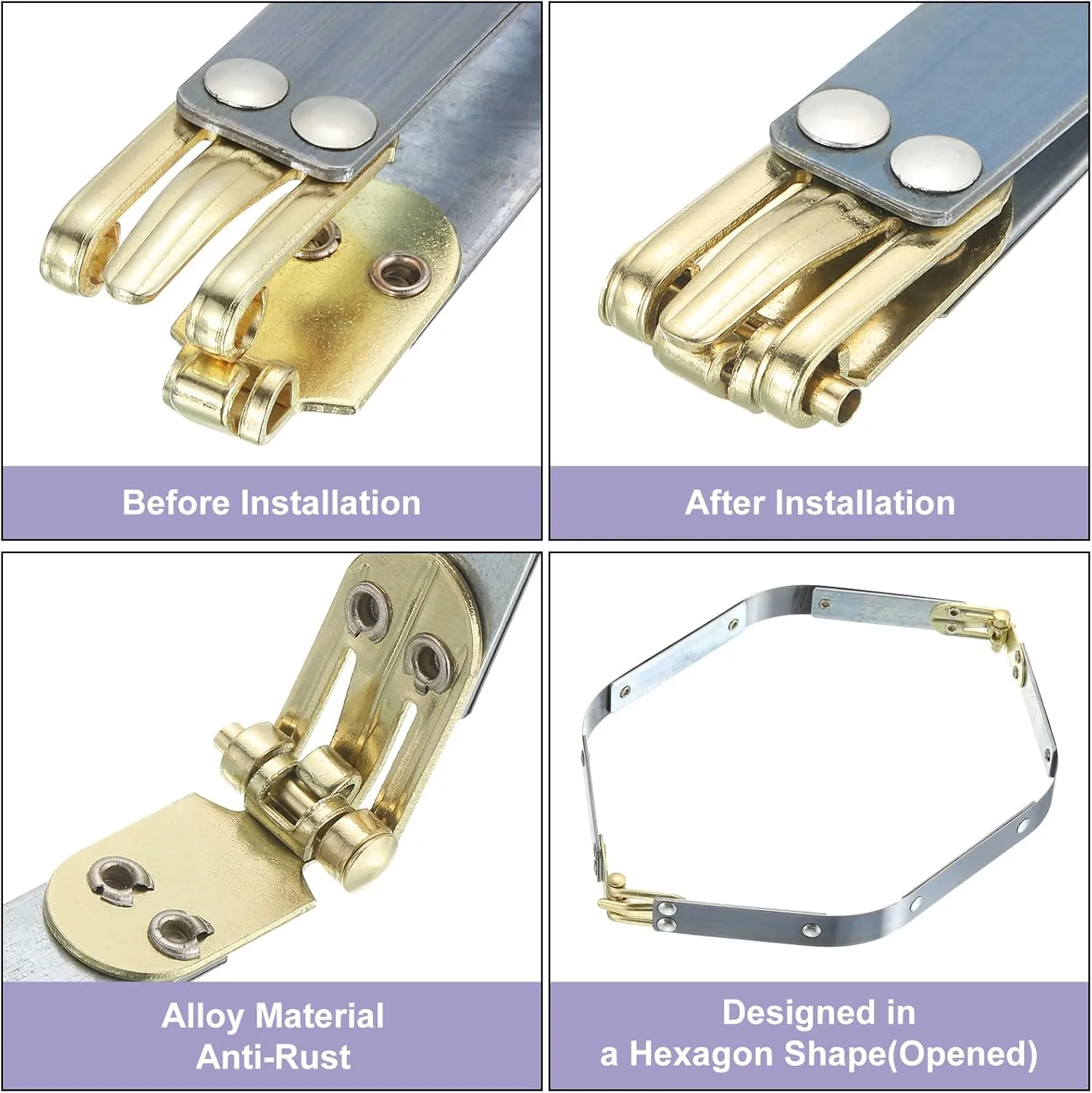 uxcell Metal Internal Flex Frames, 2 Pcs 9.84" x 0.55" Flex Frame Kiss Lock Clasp, Handbag Frame Hardware Accessories Bag Clip for DIY Clutch Coin Purse Handmade Sewing Making Craft