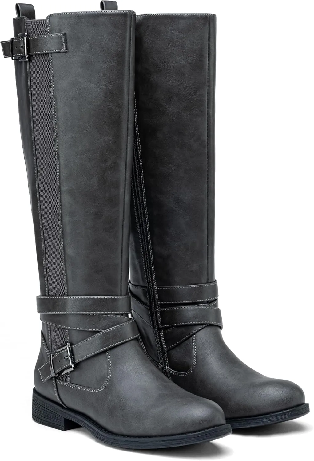 Vepose Women's Riding Knee High Boots Calf Tall Stretch Retro Low Heel 952 Boots with Zipper
