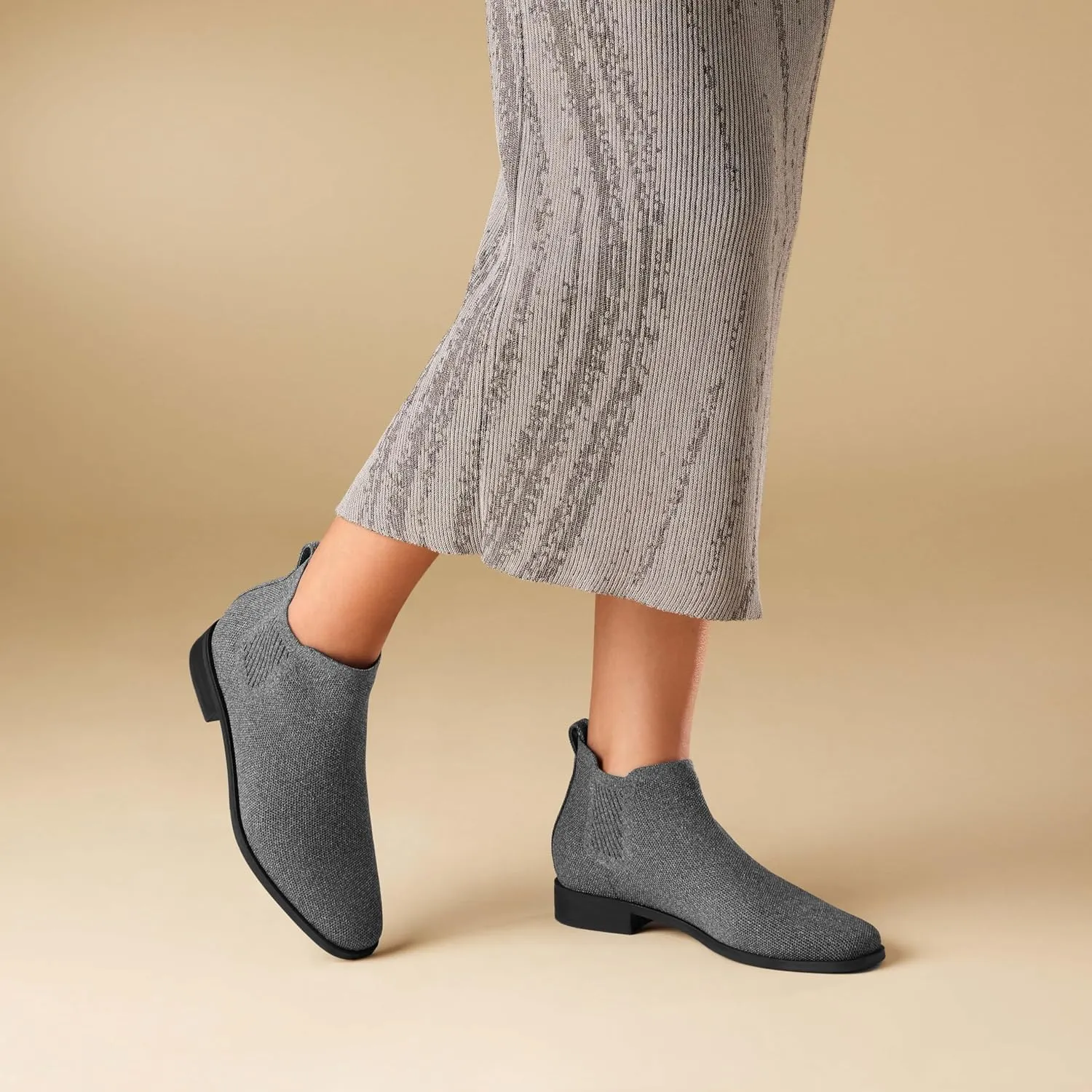 VIVAIA Ryan Pro Women's Ankle Boots Pull on Chelsea Slip on Short Square-toe Booties Lady Dress Blazer Skirt Jeans Winter Fall Water Repellent Ankle Boots
