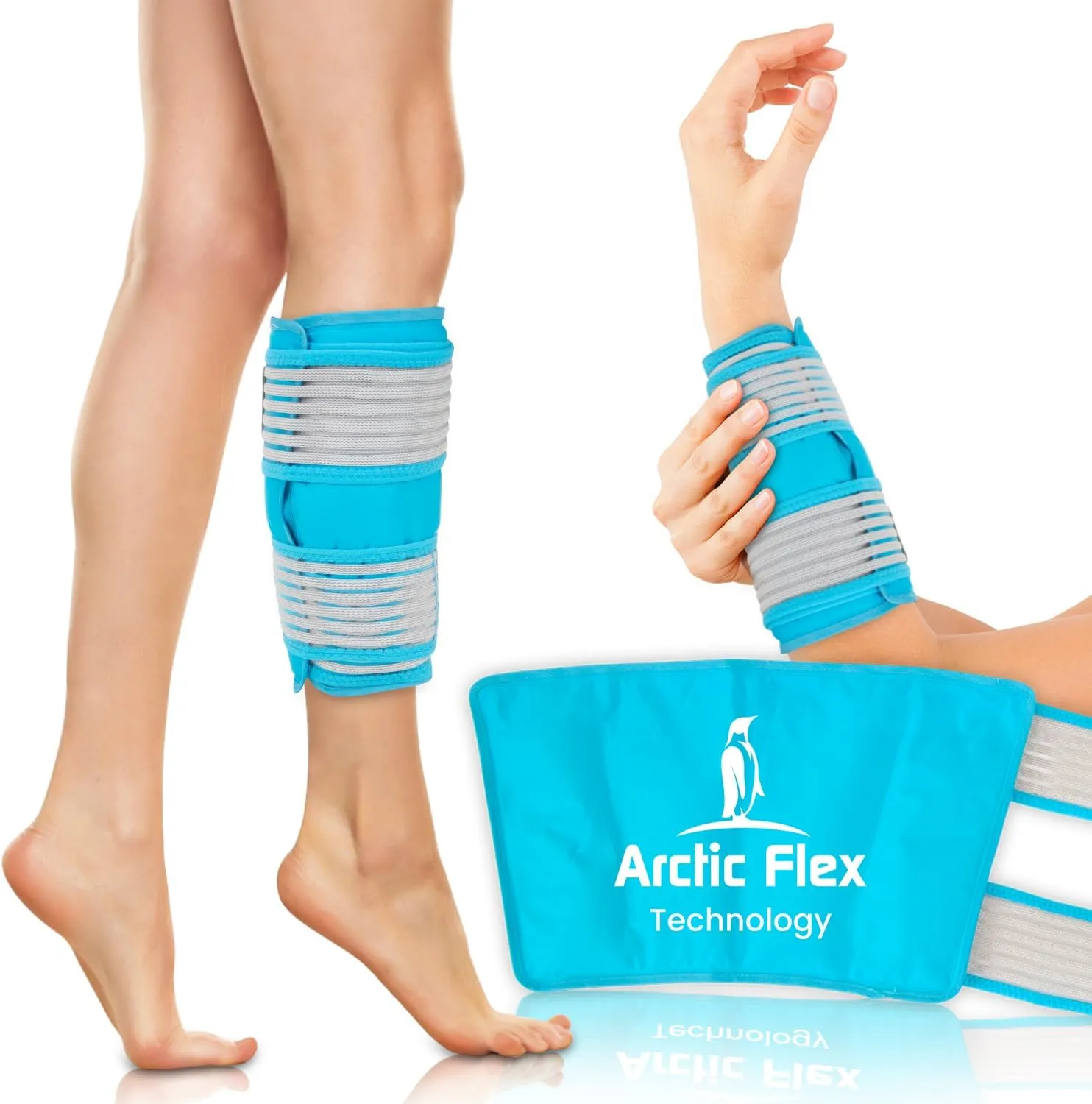 Vive Calf & Shin Ice Pack Wrap (Single) - Extra Strength Hot & Cold Therapy for Shin Splints & Leg Pain - Adjustable Compression Straps to Stay In Place - Flexible When Frozen with 30  Minutes of Cold