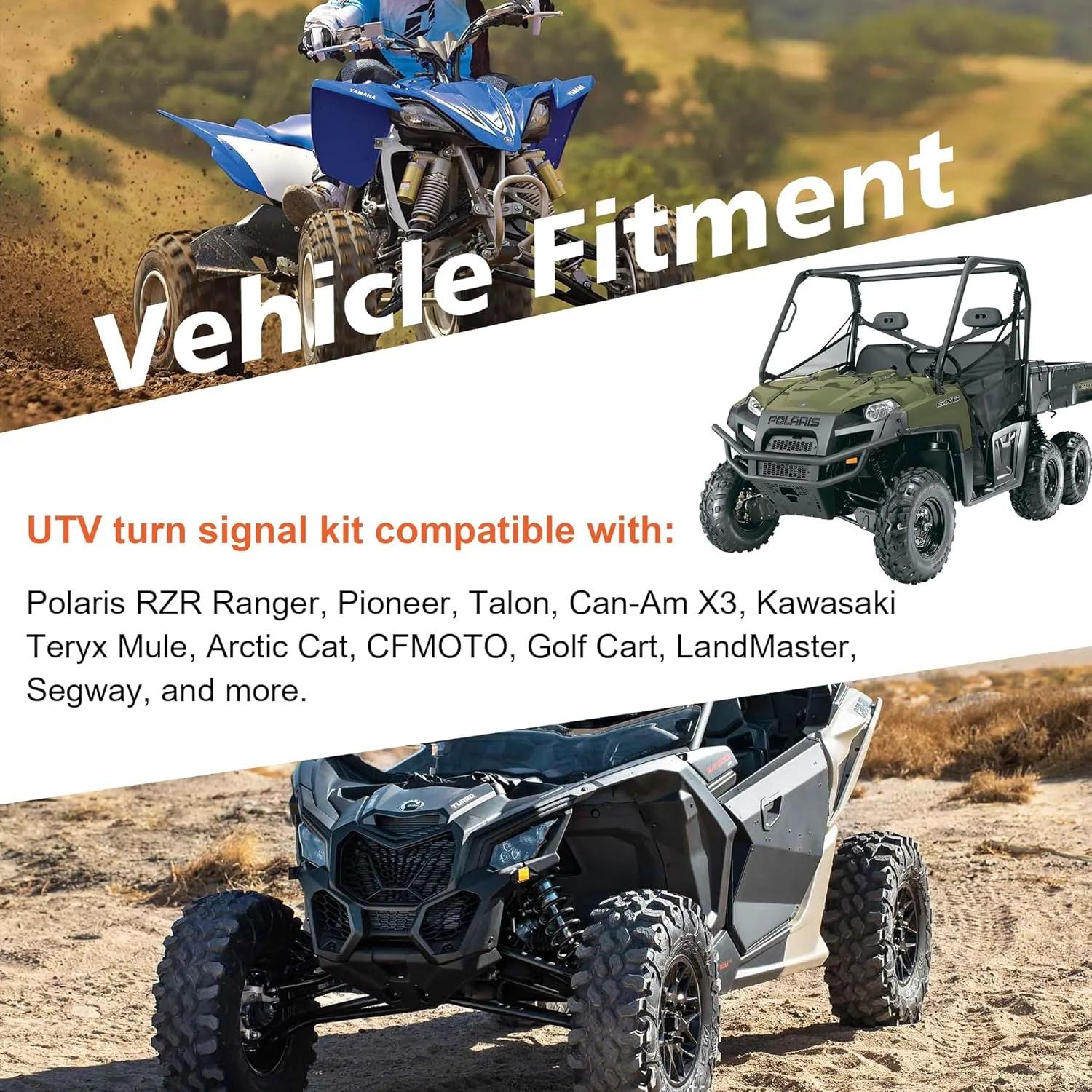 VOFONO UTV ATV Turn Signal Kit, Universal Street Legal with Rocker Switch Side by Side Blinker Kit Compatible with Polaris Can-Am Kawasaki Arctic Cat CFMOTO Pioneer