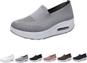 Vogany Shoes Orthopedic Sneakers Women, Women's Comfortable Breathable Knitted Sneakers, Slip on Breathable Mesh Platform Stretch Soft Shoes