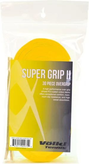 VOLKL SUPER GRIP II | Cotton | Overgrip | High Performance Tennis Grip (Yellow, 30 pack)
