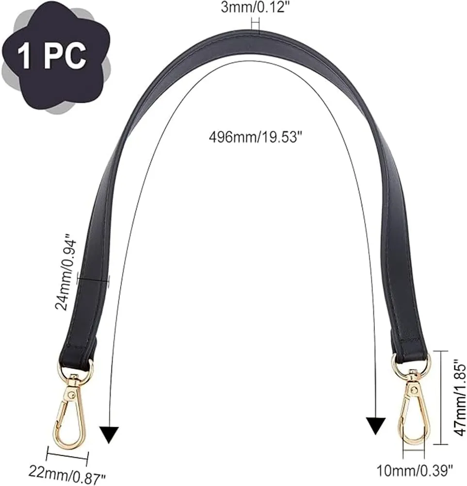 WADORN PU Leather Handbag Purse Handle, 15.7 Inch Short PU Leather Bag Strap Thin Shoulder Bag Strap Replacement Handle Strap