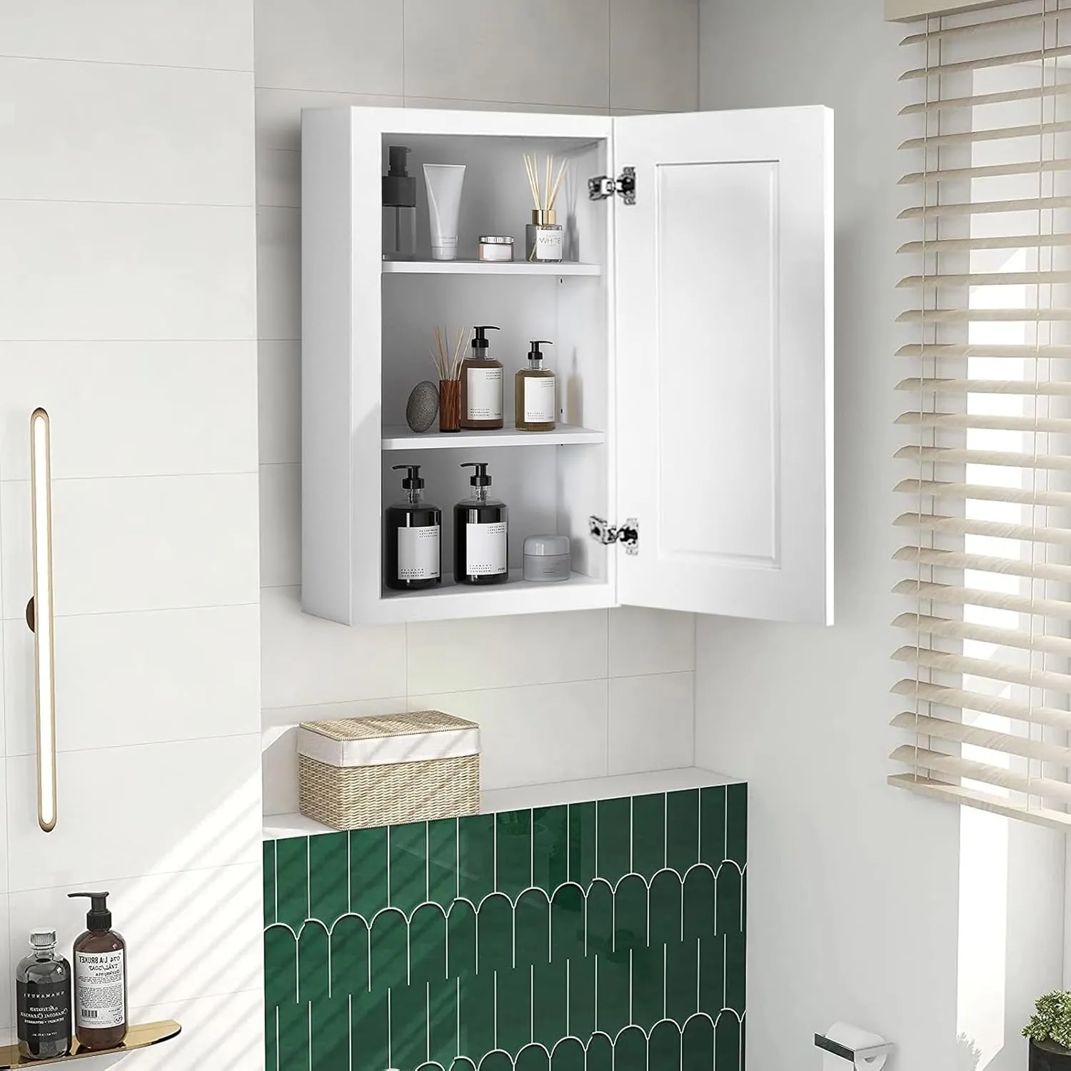 Wall Kitchen Cabinet, RTA Kitchen Cabinets, White Shaker Cabinet, Wall Mounted, RTA Upper Cabinet, Modern for Kitchen and Bathroom with Door, WCWS-W1530
