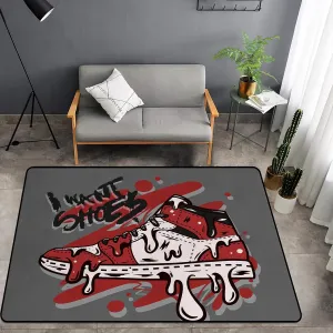 Washable Area Sponge Rug Mat for Girls Boys Bedroom Living Room Retro Basketball Shoes, Men Sneaker Sports Graffiti Non-Slip Carpet Super Soft Extra Thick Bathroom Dorm Home Indoor Small Floor Rugs
