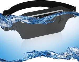 Waterproof Fanny Pack Women for Swimming Running Belt Bag Men Waist Bag Kids, Slim Hiking Waist Pack GYM Runners Exercise Workout Beach Kayaking Water Sports Dry Bags Cell Phone Pouch Black