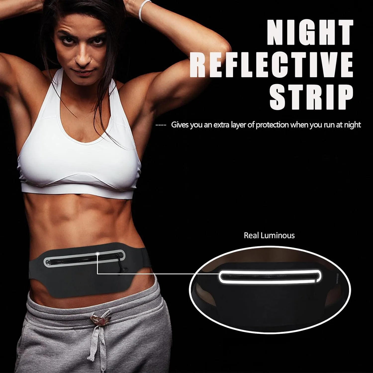 Waterproof Fanny Pack Women for Swimming Running Belt Bag Men Waist Bag Kids, Slim Hiking Waist Pack GYM Runners Exercise Workout Beach Kayaking Water Sports Dry Bags Cell Phone Pouch Black
