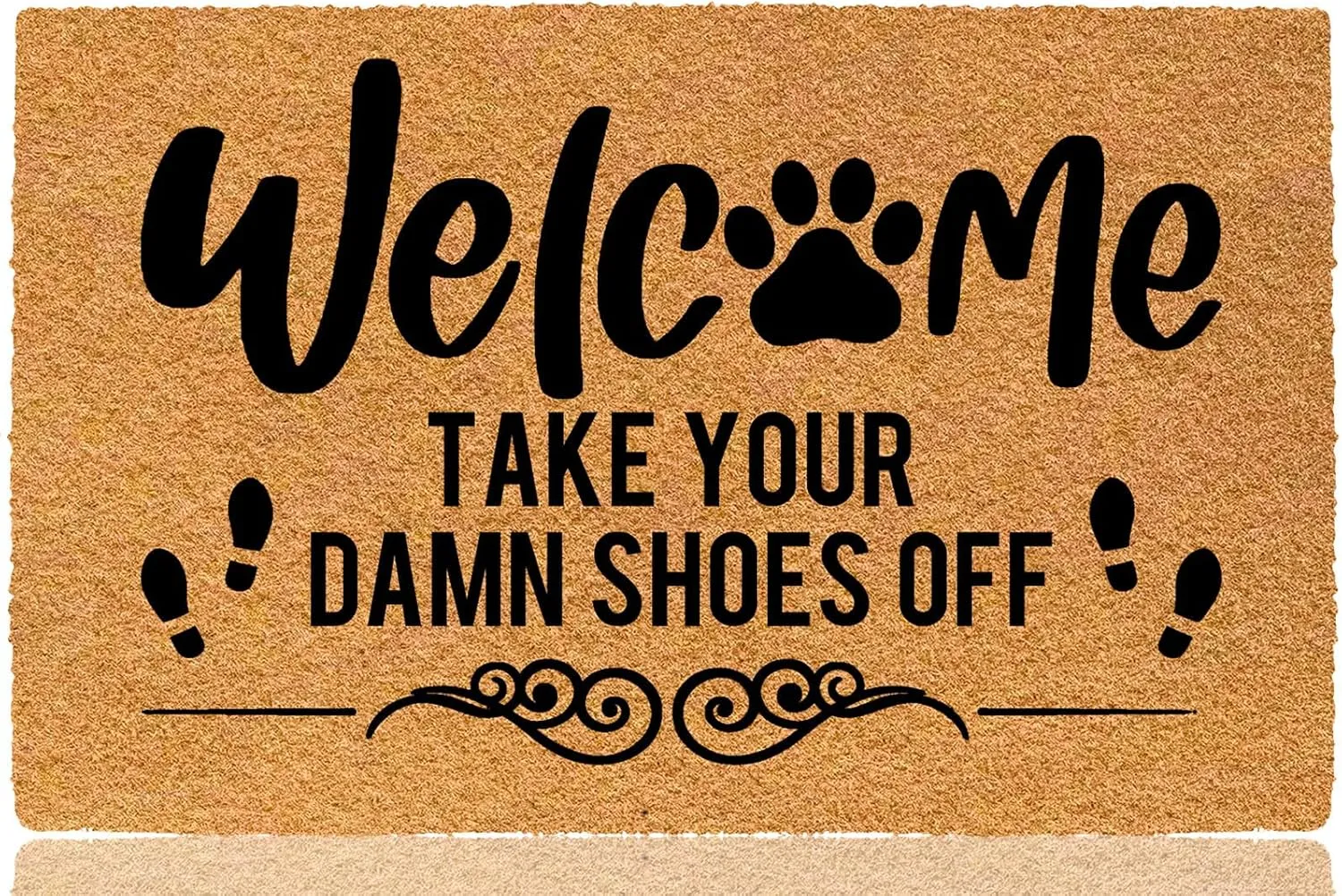 Welcome Take Your Damn Shoes Off 30"x18" Thin Door Mats for Inside Entry Funny Doormats for Outdoor Entrance Home, Welcome Mat Indoor Non Slip with Rubber Backing