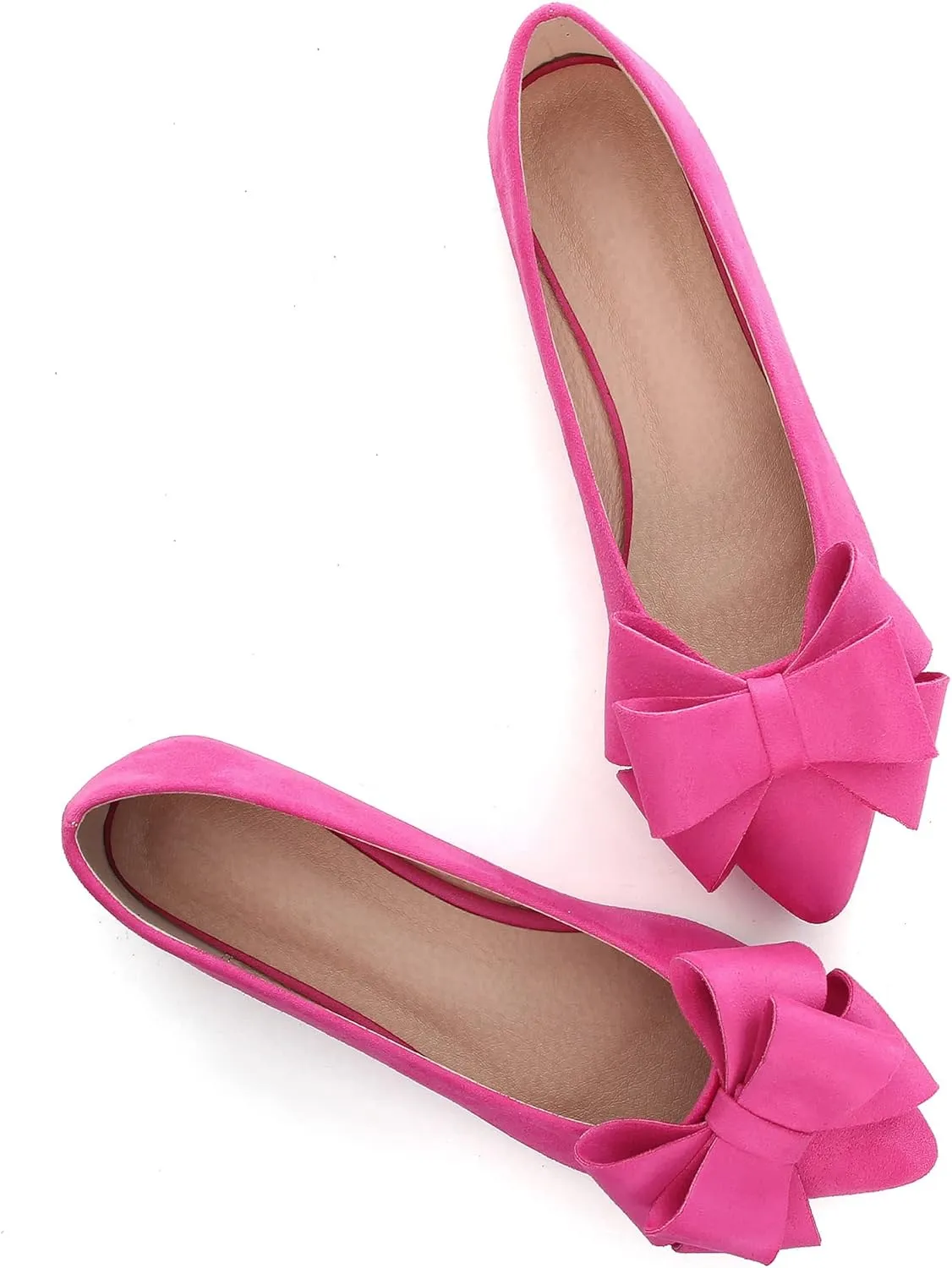 WENJIAZHIZHI Flat Dress Shoes Women Comfortable Ballet Flats Slip On Pearls Knot Dressy Shoes Pointed Toe