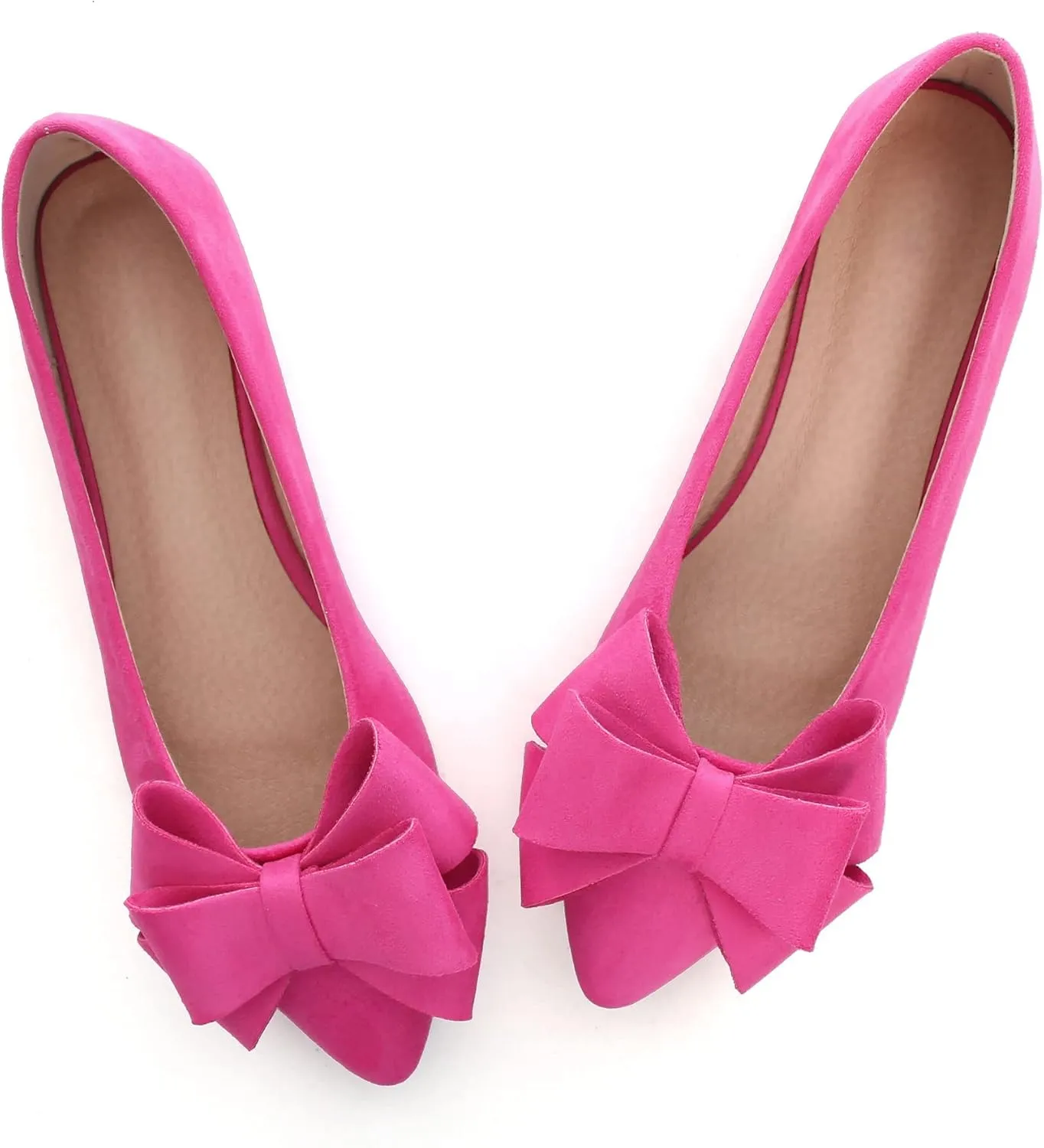 WENJIAZHIZHI Flat Dress Shoes Women Comfortable Ballet Flats Slip On Pearls Knot Dressy Shoes Pointed Toe
