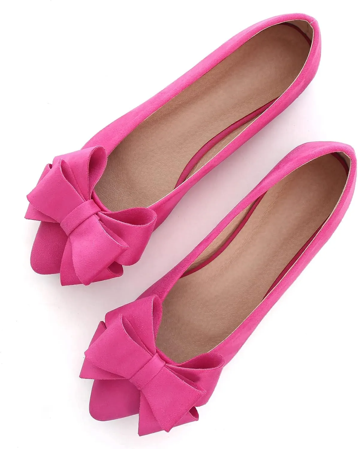 WENJIAZHIZHI Flat Dress Shoes Women Comfortable Ballet Flats Slip On Pearls Knot Dressy Shoes Pointed Toe