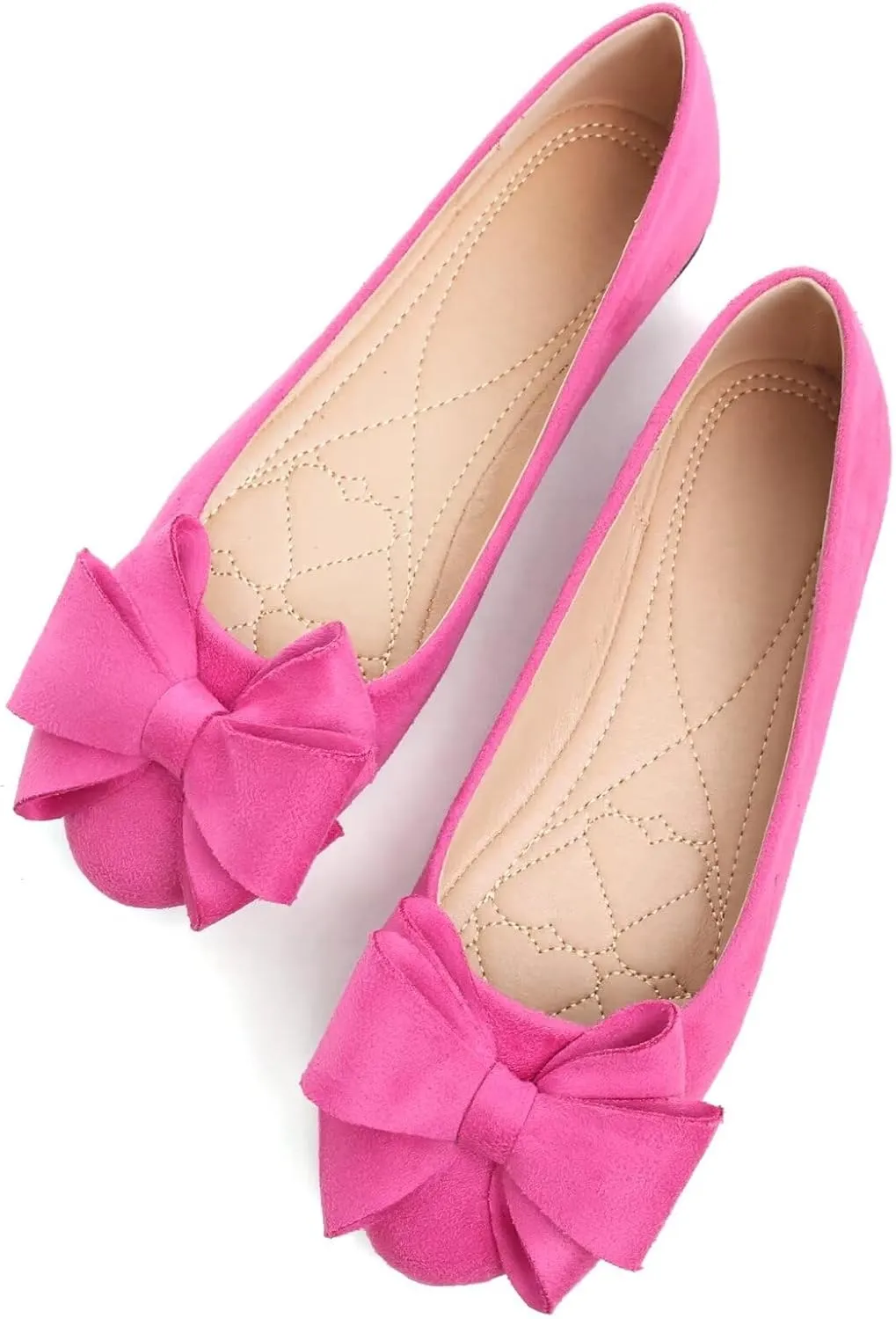 WENJIAZHIZHI Women's Square Toe Bowknot Ballet Flats Comfortable Slip-On Casual Loafers Walking Flat Dress Shoes