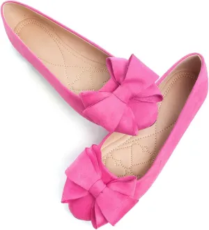 WENJIAZHIZHI Women's Square Toe Bowknot Ballet Flats Comfortable Slip-On Casual Loafers Walking Flat Dress Shoes