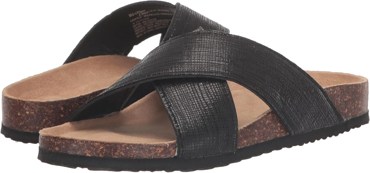 Western Chief Women's Metallic Cross Sandals
