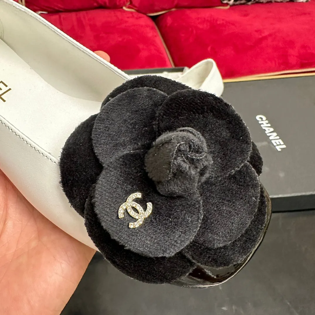 white black ballet CHANEL flat Customer-focused Easy-to-use flower calfskin