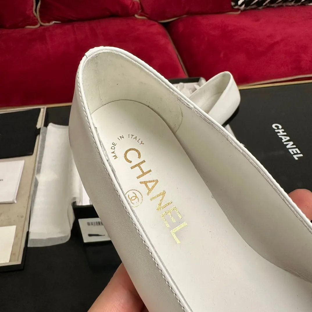 white black ballet CHANEL flat Customer-focused Easy-to-use flower calfskin