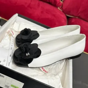 white black ballet CHANEL flat Customer-focused Easy-to-use flower calfskin