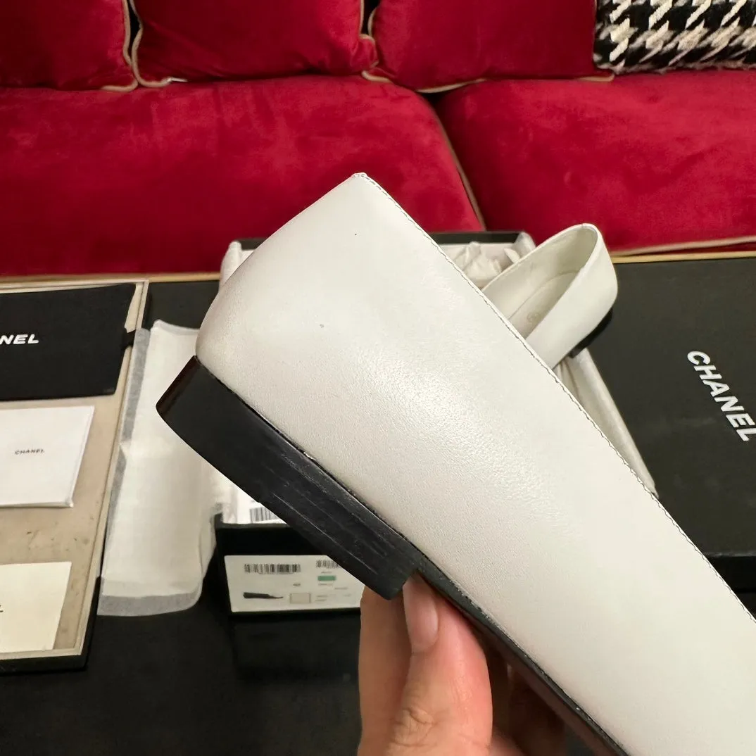 white black ballet CHANEL flat Customer-focused Easy-to-use flower calfskin