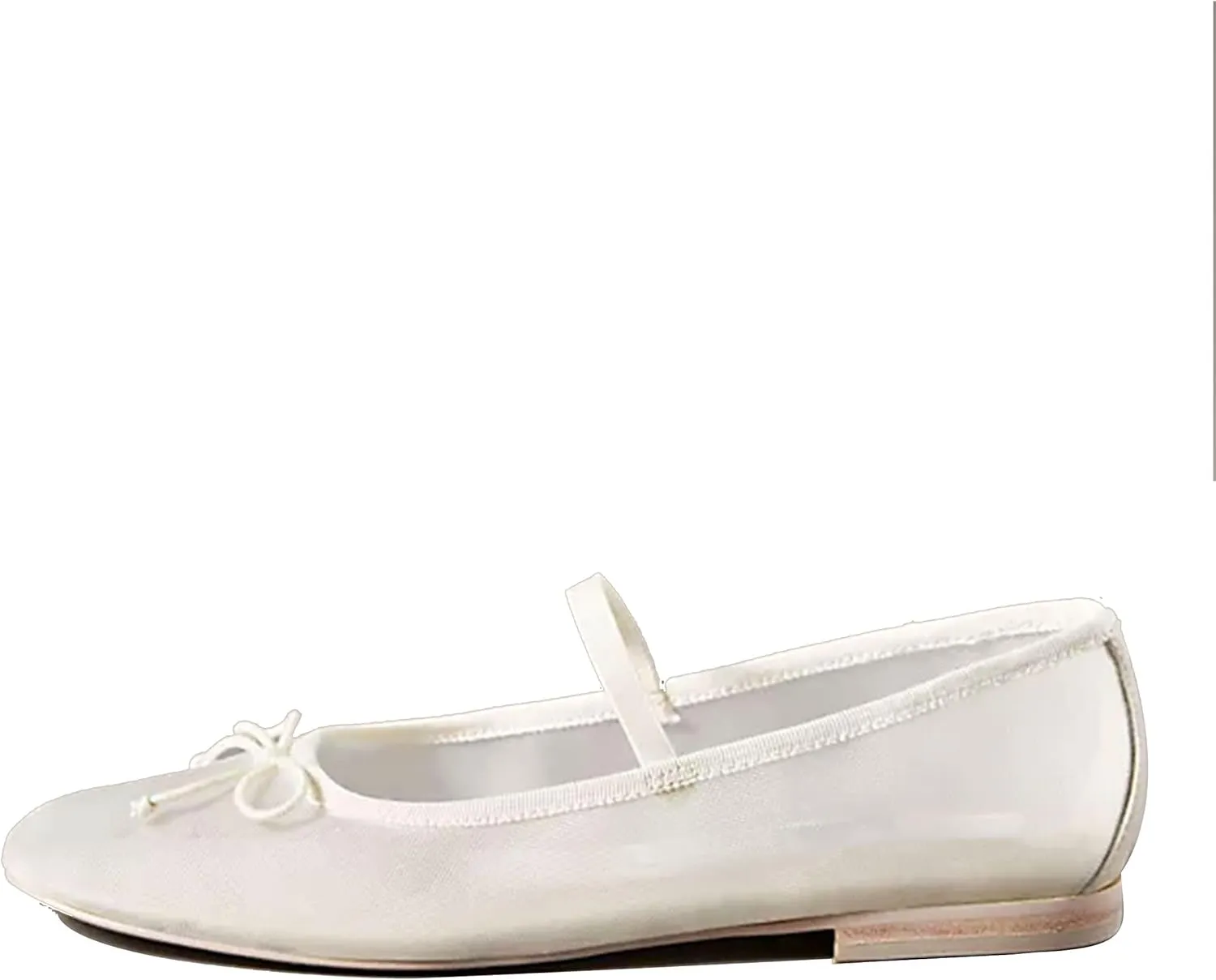 White Mesh Flats for Women Breathable Mesh Ballet Flats with Cute Bows, Dressy Fishnet Shoes with Round Toe for Comfort and Style Size 6.5