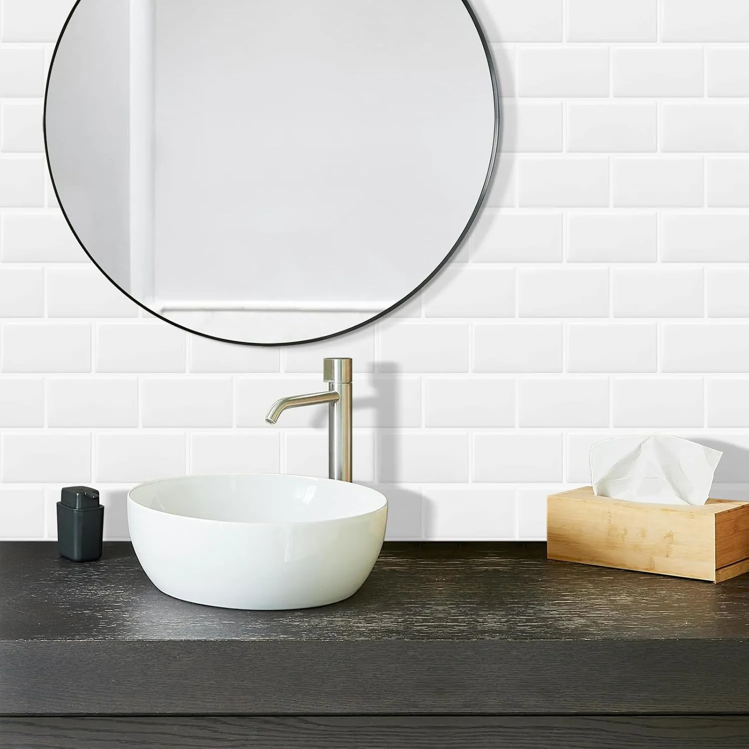 White Peel and Stick Subway Tile Brick Backsplash Self Adhesive Wall Tiles for Kitchen Bathroom, 10-Sheet, 12"×12"
