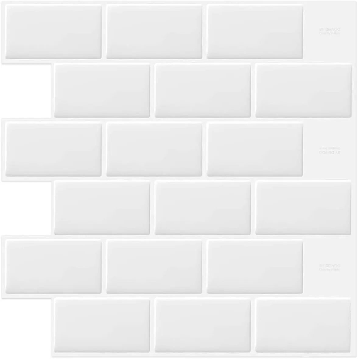 White Peel and Stick Subway Tile Brick Backsplash Self Adhesive Wall Tiles for Kitchen Bathroom, 10-Sheet, 12"×12"