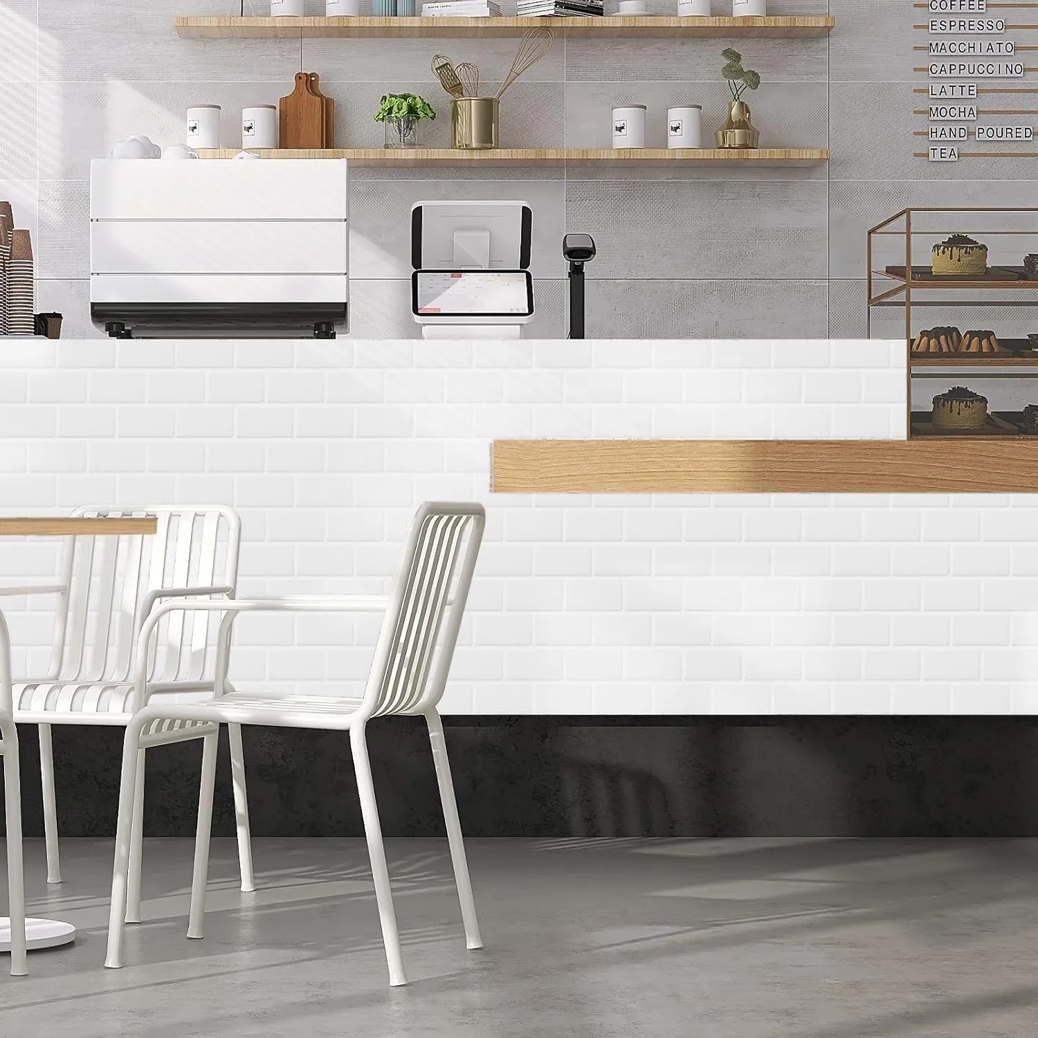 White Peel and Stick Subway Tile Brick Backsplash Self Adhesive Wall Tiles for Kitchen Bathroom, 10-Sheet, 12"×12"