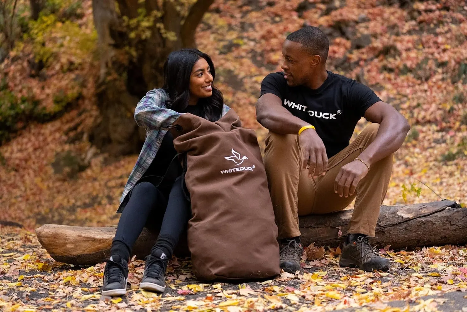 WHITEDUCK Top Load Canvas Folding Duffel Bag, Water Resistant Army Style Shoulder Bag for Men and Women- Gym, Sports, Travel, Hiking, Camping, Backpacking (Extra Large 30" x 50",Brown)