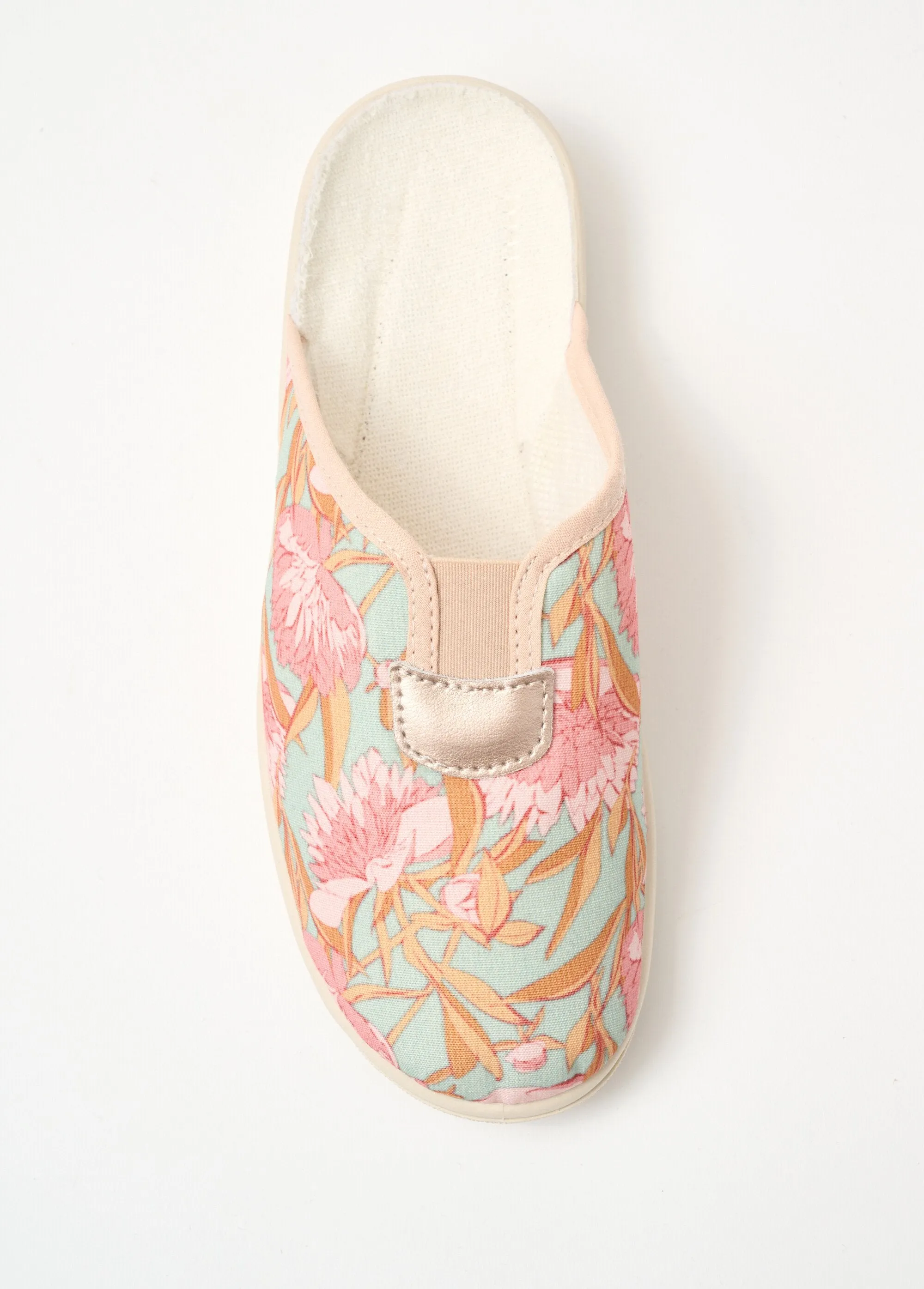Wide floral mule slippers