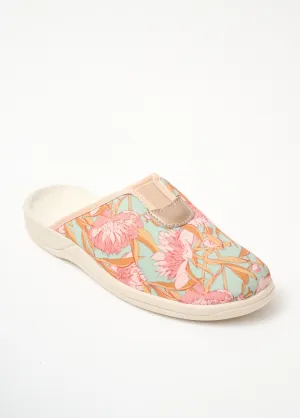 Wide floral mule slippers
