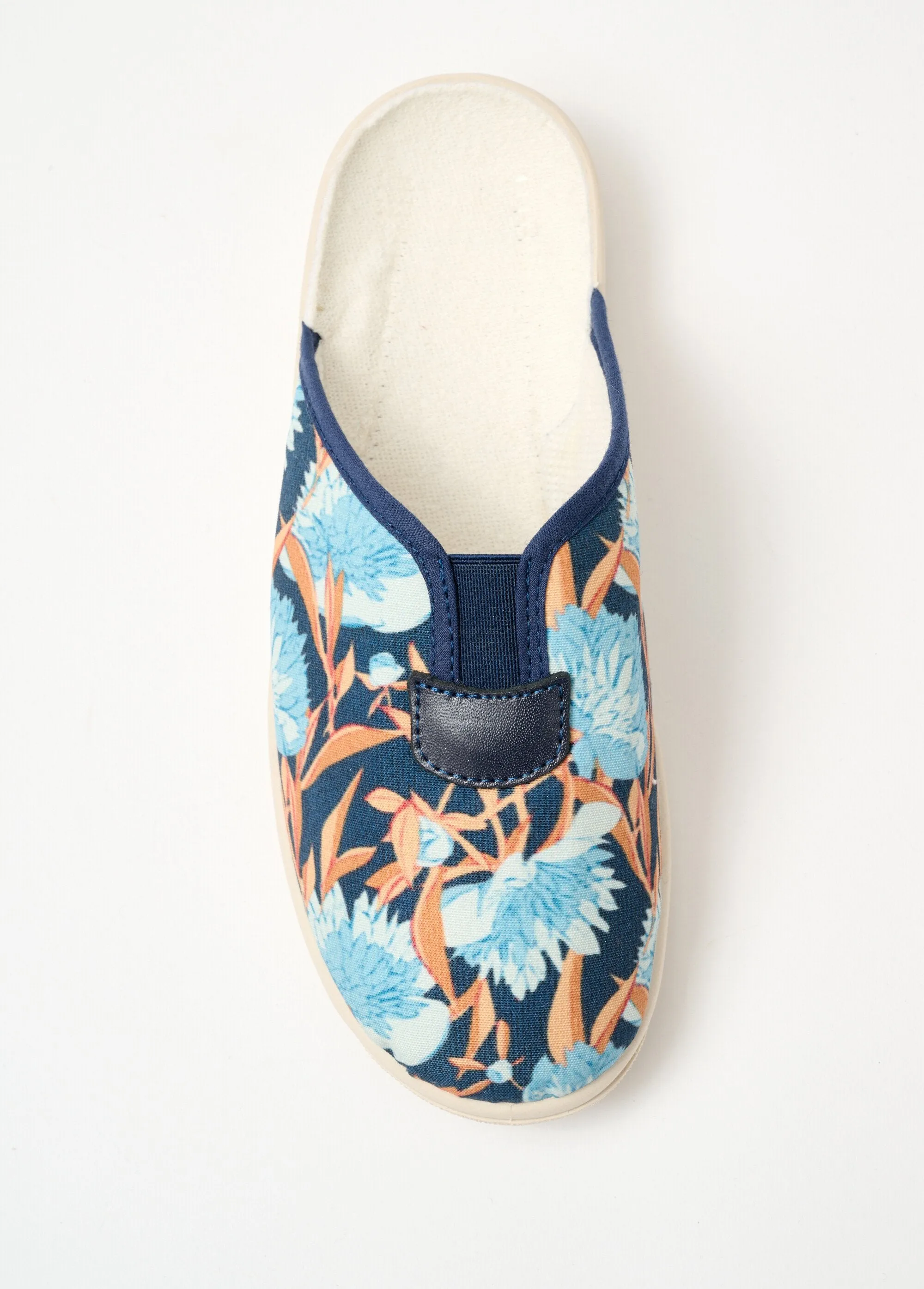 Wide floral mule slippers