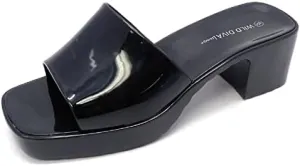 Wild Diva Karis-01 Women's Jelly Block Heel Mule Slide