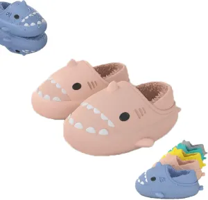 Winter Cloud Slides Shark Slippers Adults Cartoon Fuzzy Slippers Nonslip Soft Comfy Home Slippers (Pink-B,5.5,6,Men,4,4.5,Women,Medium)