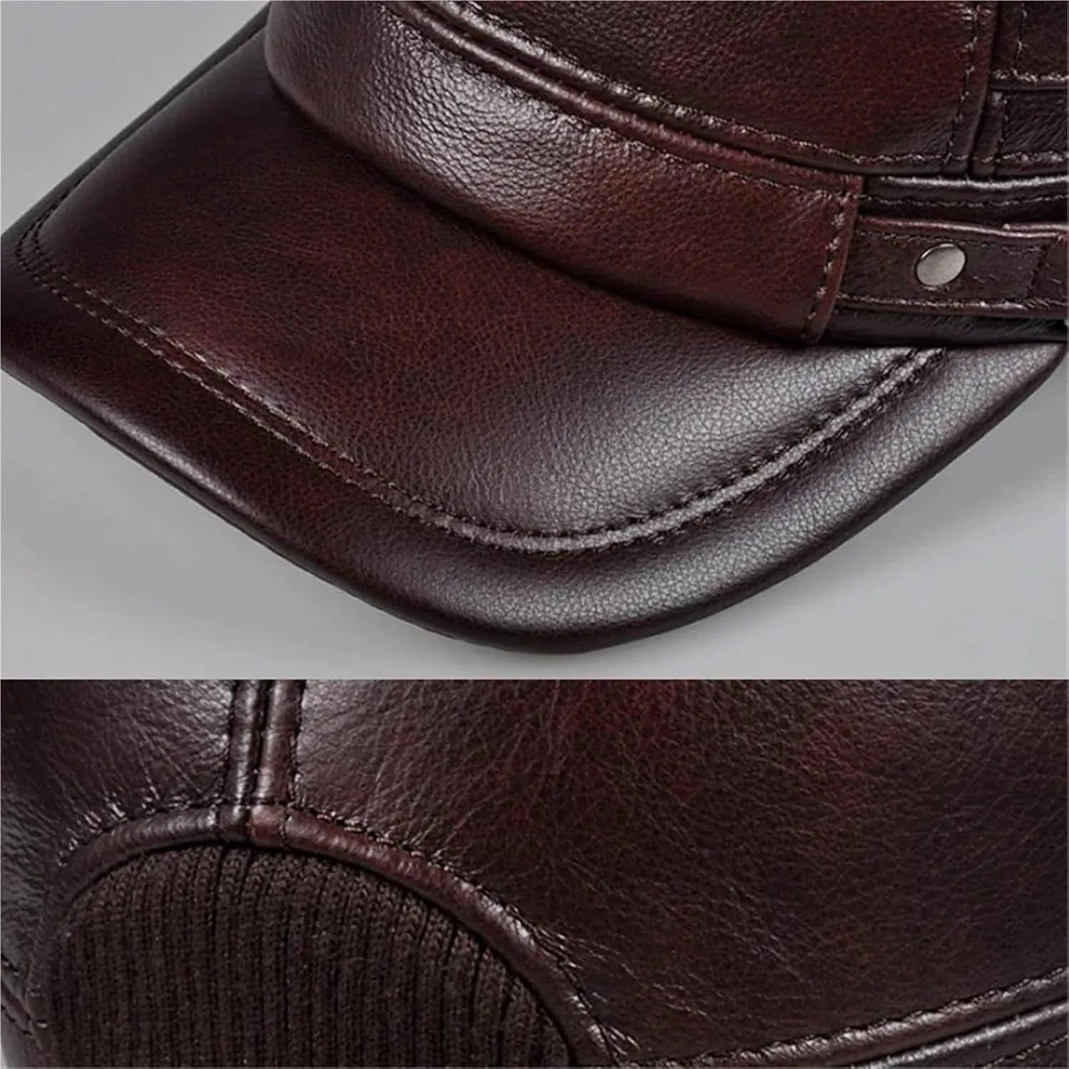Winter Genuine Leather Cap Men's Flat Caps Military Hat Elegant Man Baseball Cap Vintage Cowhide Ear Warm Hat