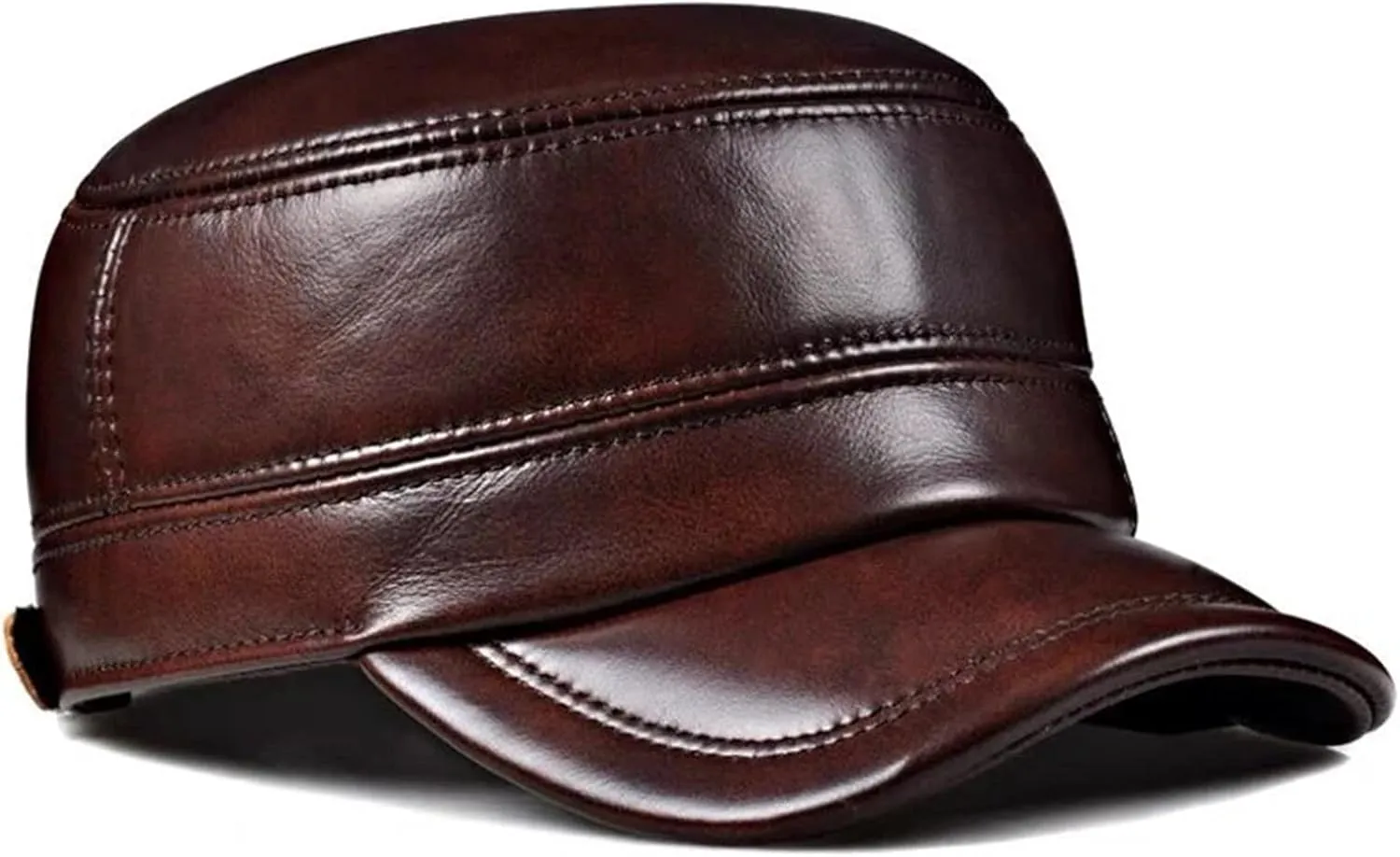 Winter Genuine Leather Cap Men's Flat Caps Military Hat Elegant Man Baseball Cap Vintage Cowhide Ear Warm Hat